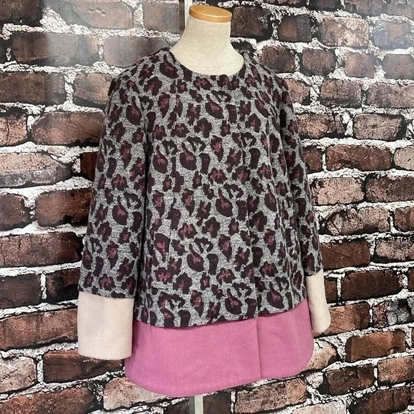 LOGO by Lori Goldstein Jacket Women's 16 Plus Grey Pink Cheetah Print - Picture 7 of 14